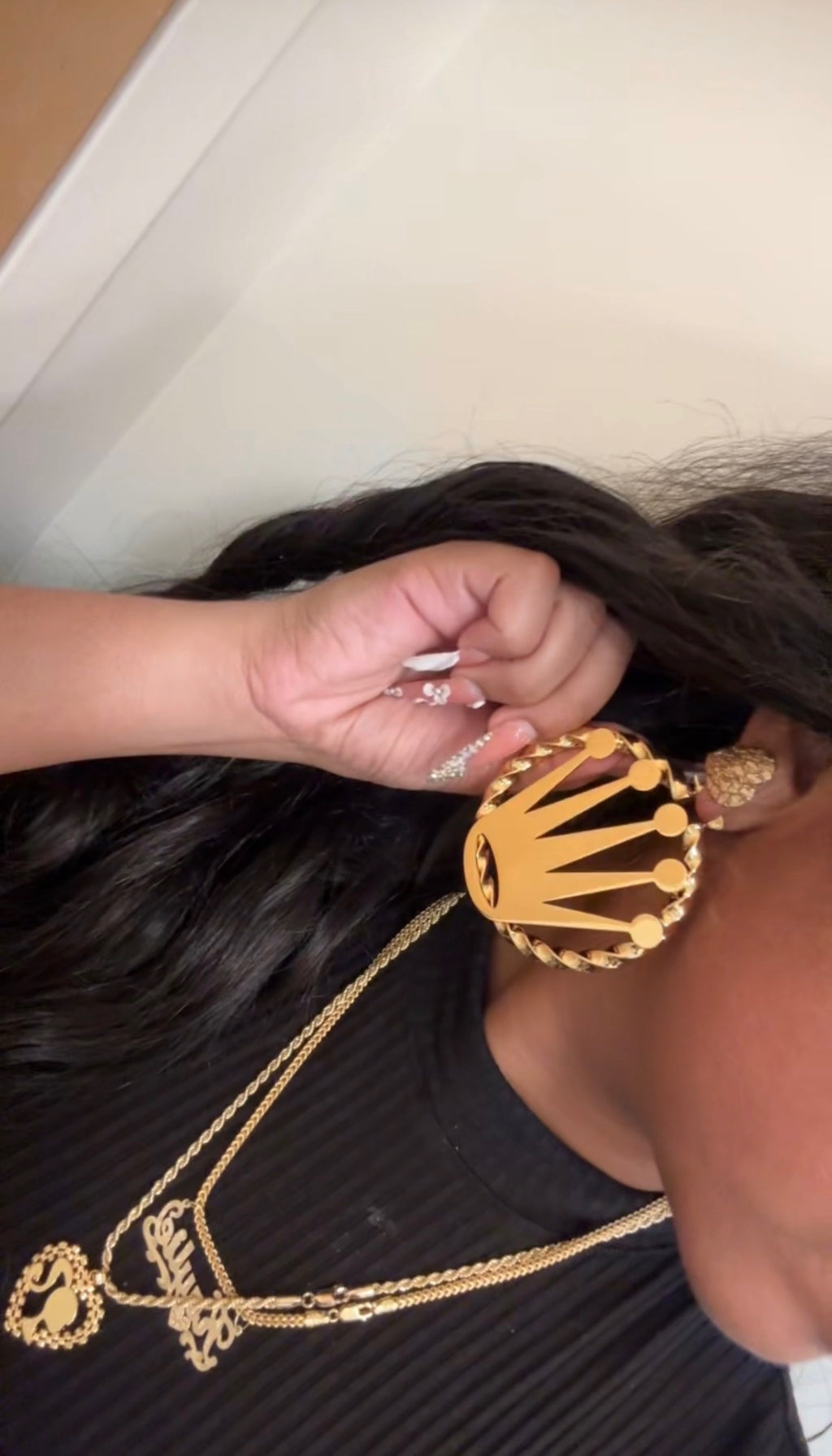 Crown Gold Hoops